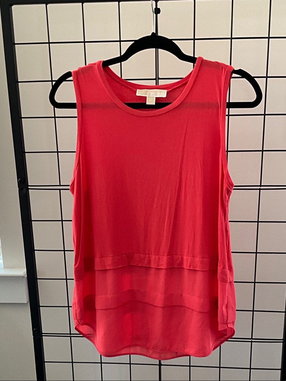MICHAEL Michael Kors Coral Pink Layered-Hem Sleeveless Tank